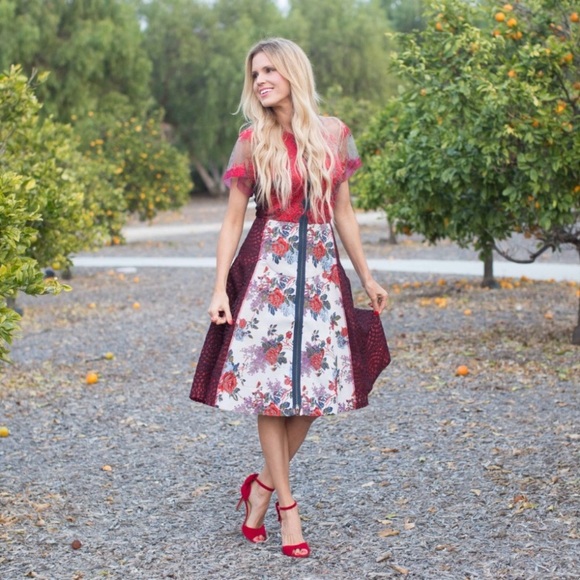 Anthro Byron Lars Winter Rose Lace Dress sz 00 - Picture 3 of 8